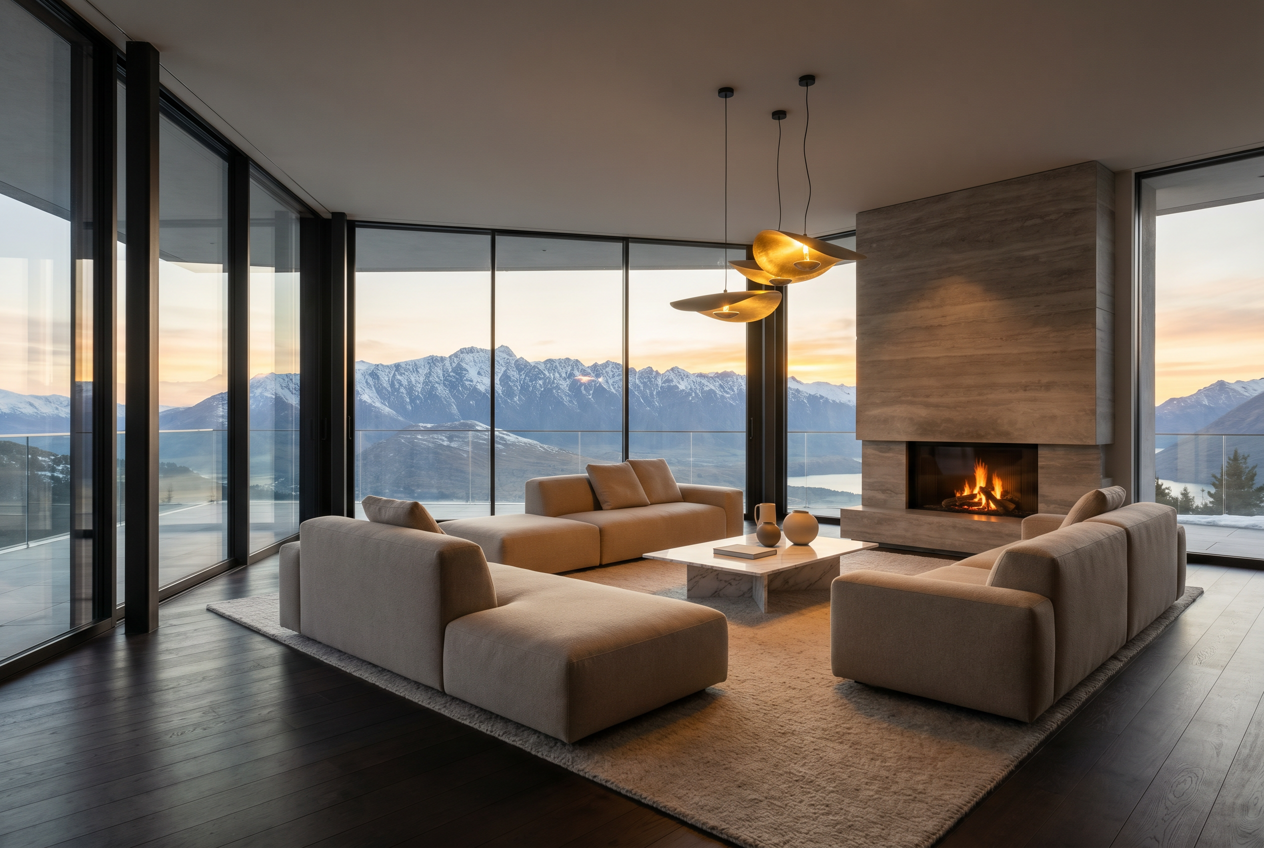 Modernes B&uuml;ro mit Bergpanorama